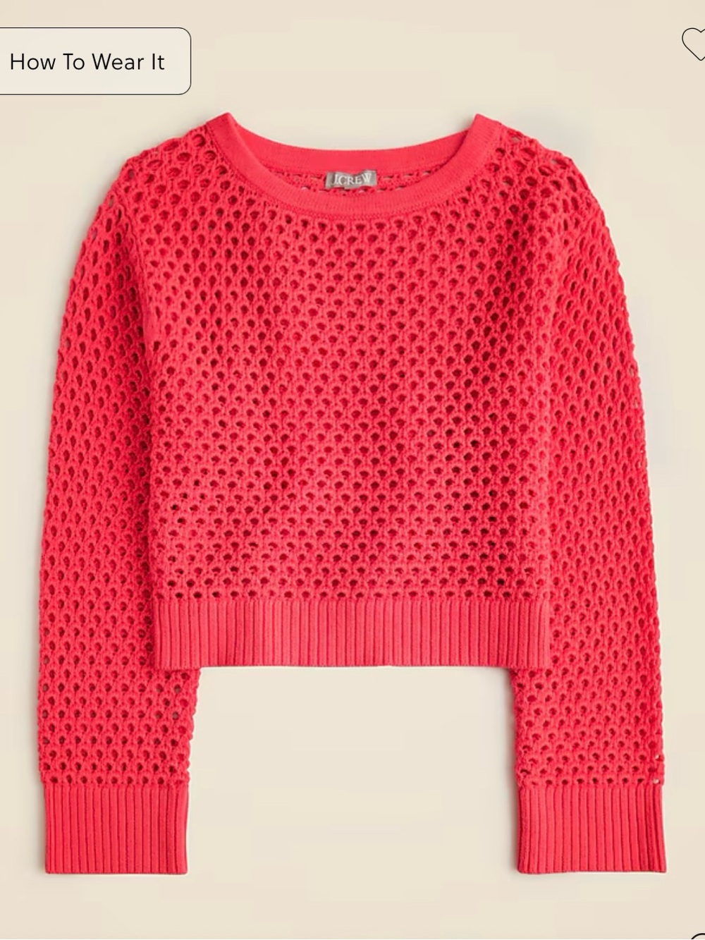 J. Crew Women's Open-Knit Crop Sweater in Coral Pink